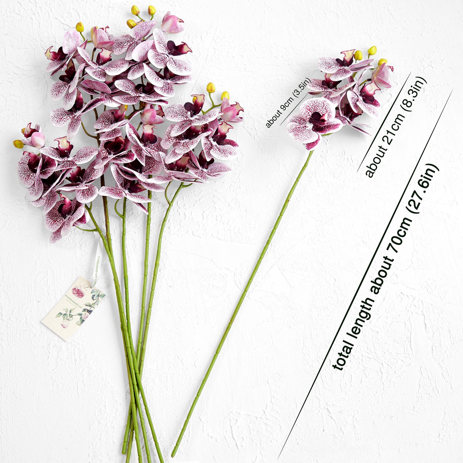 Light Magenta 2 Stems Real Touch Artificial Butterfly Orchids/Moth Orchid/Phalaenopsis Flowers 27.6" Tall 70cm