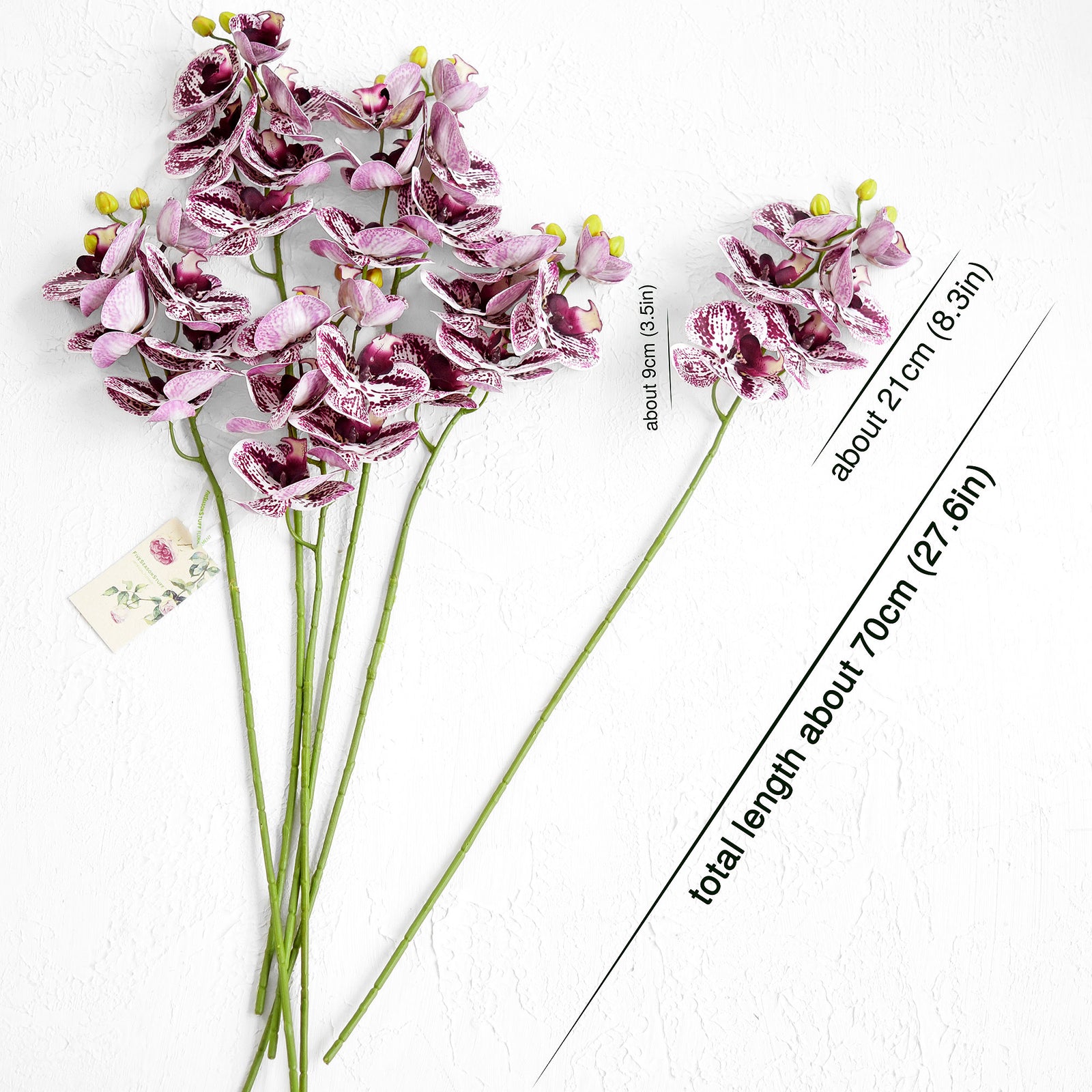 Dark Magenta 2 Stems Real Touch Artificial Butterfly Orchids/Moth Orchid/Phalaenopsis Flowers 27.6" Tall 70cm