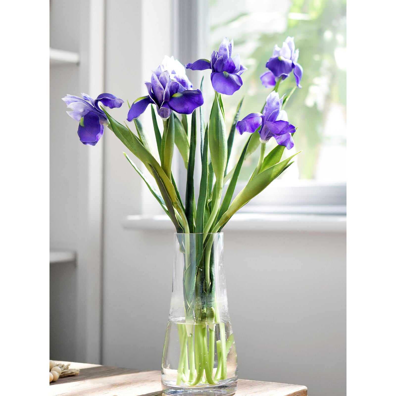 6 Long Stems Iris (Royal Purple) Real Touch Artificial Flower Bouquet