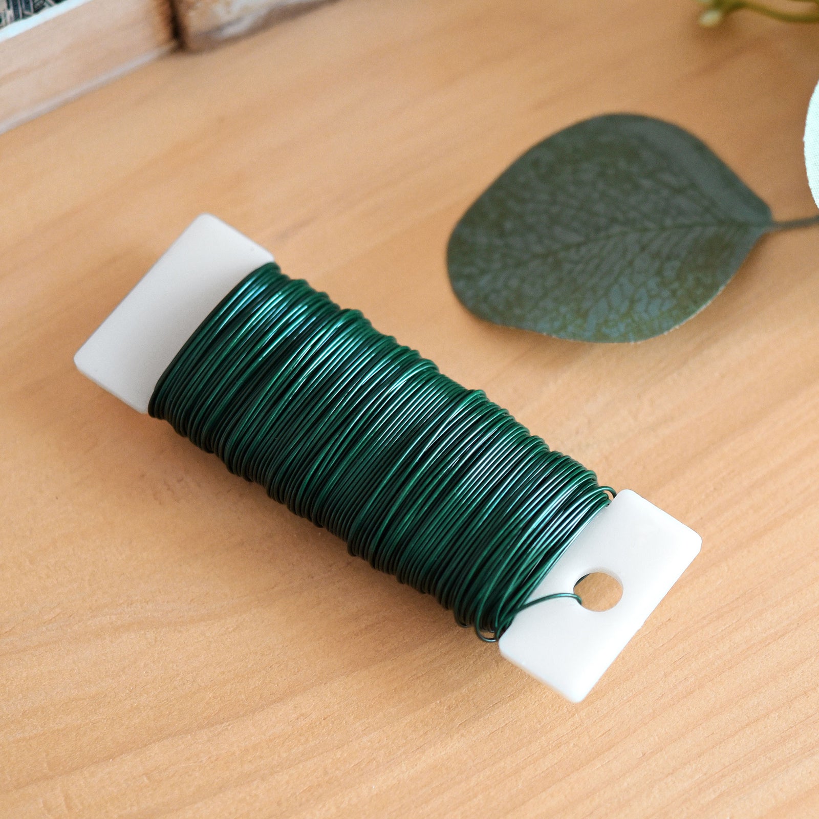 Green Floral Wire, 22 Gauge, Ø 0.7mm, Total 114 ft. - FiveSeasonStuff