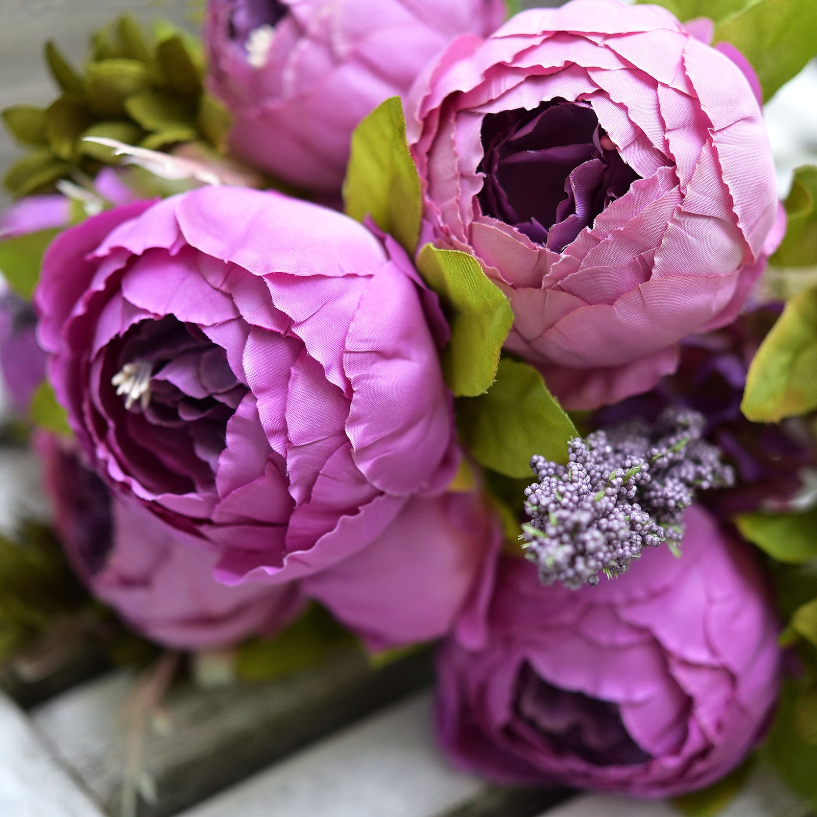 FiveSeasonStuff Purple Silk Peonies Artificial Flower Bouquet