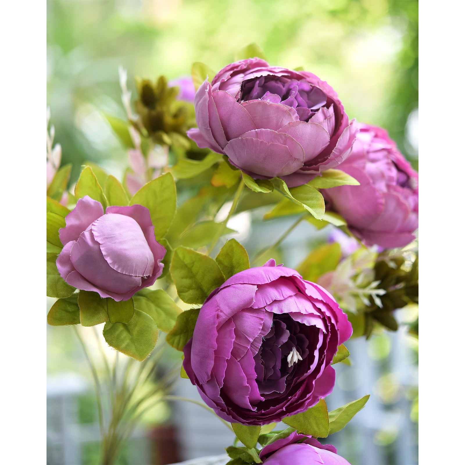 FiveSeasonStuff Purple Silk Peonies Artificial Flower Bouquet