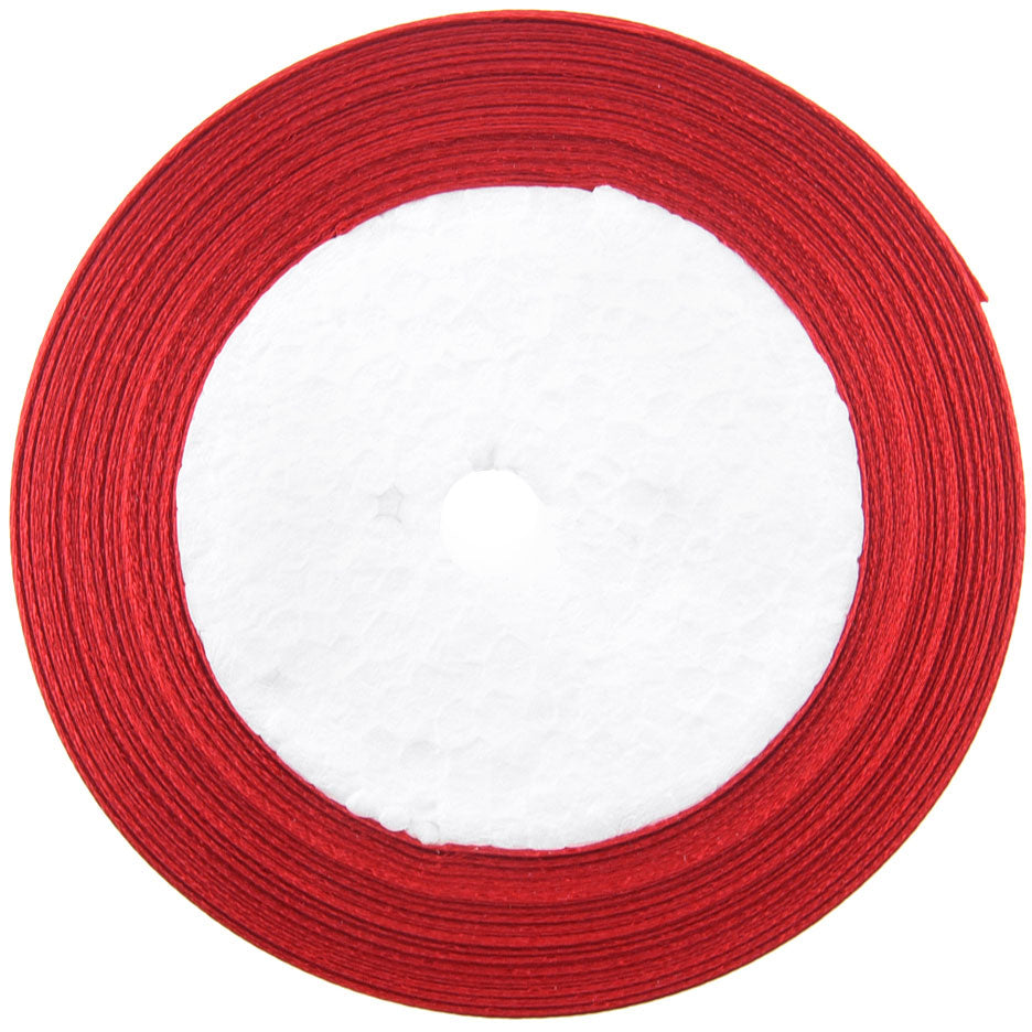 25mm Red Single Sided Satin Ribbon