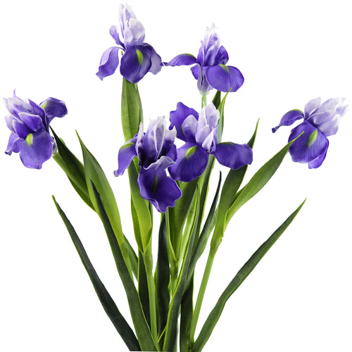 6 Long Stems Iris (Royal Purple) Real Touch Artificial Flower Bouquet
