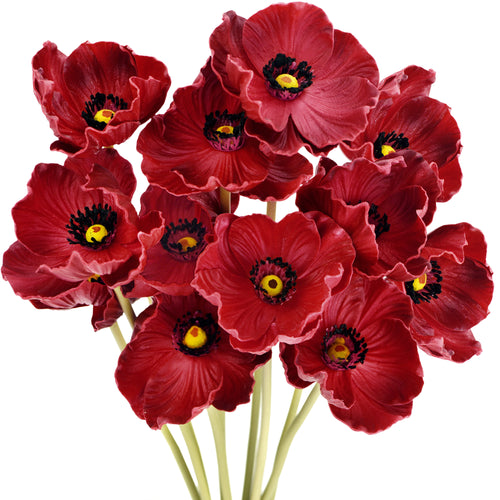 Red Real Touch Poppy Stems, Set of 10