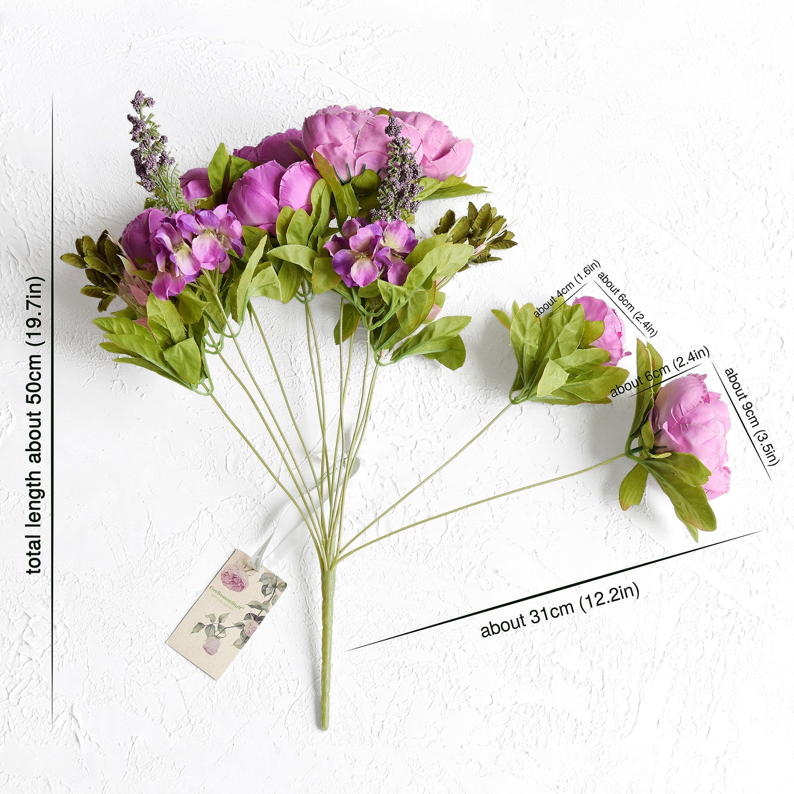 FiveSeasonStuff Purple Silk Peonies Artificial Flower Bouquet