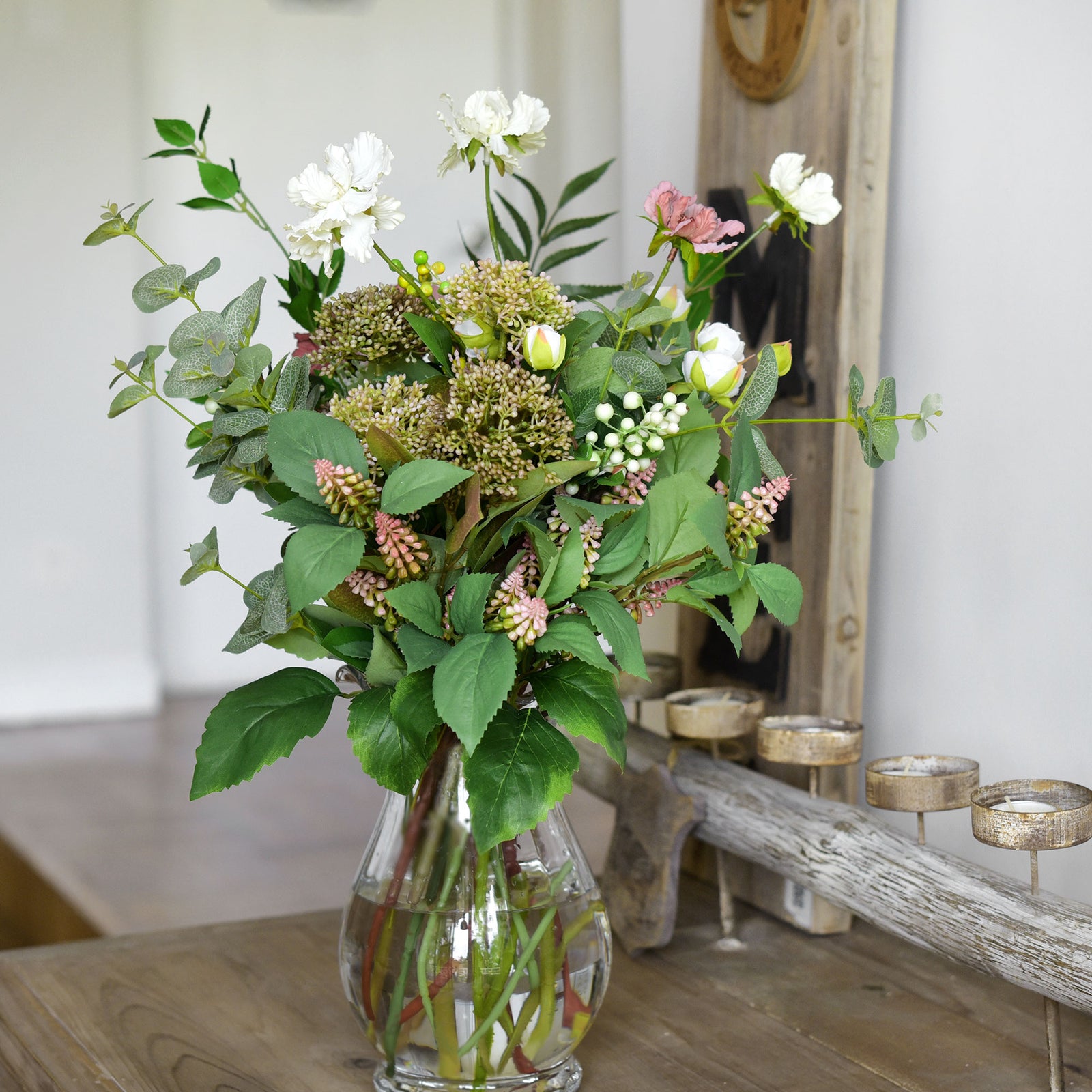 Viburnum (Little Bit Pink) Long Stem Artificial Silk Flowers, Filler Flower, Wedding, Home Decor, Arrangment 6 Stems