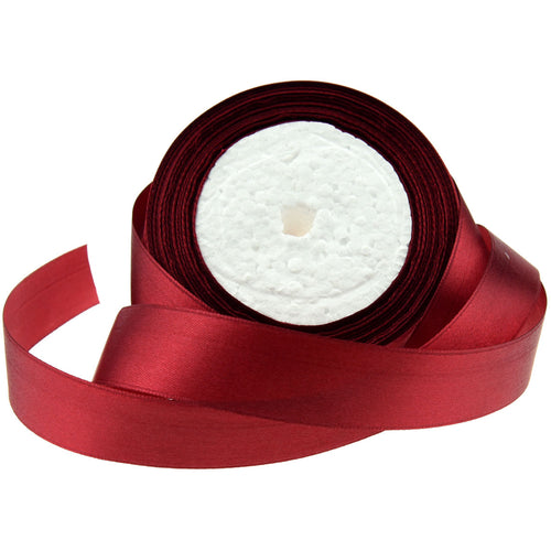 25mm Red Wine Single Sided Satin Ribbon