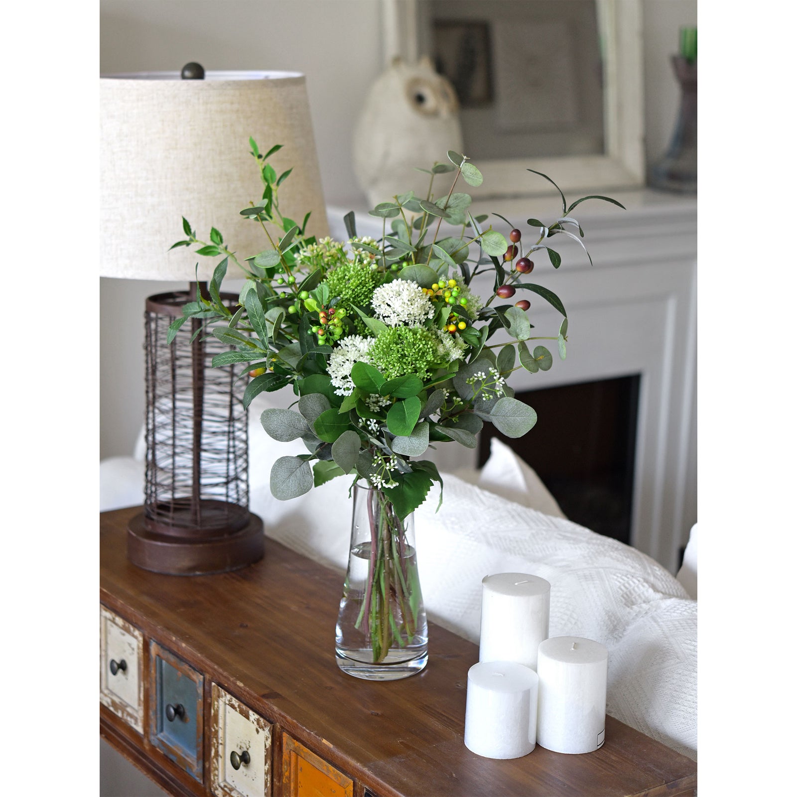 Viburnum (Neural Green) Long Stem Artificial Silk Flowers, Filler Flower, Wedding, Home Decor, Arrangment 6 Stems