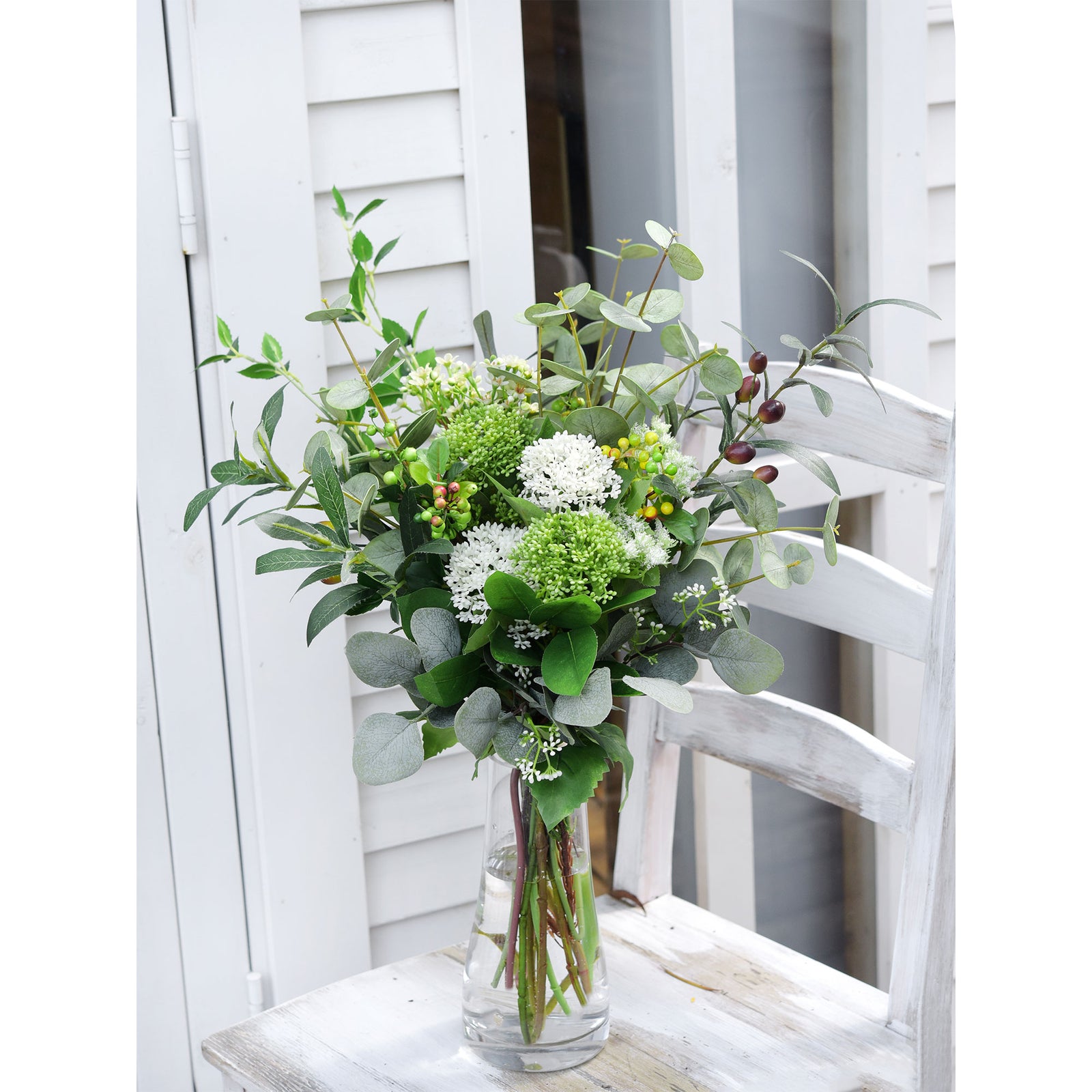 Viburnum (Simply White) Long Stem Artificial Silk Flowers, Filler Flower, Wedding, Home Decor, Arrangment 6 Stems
