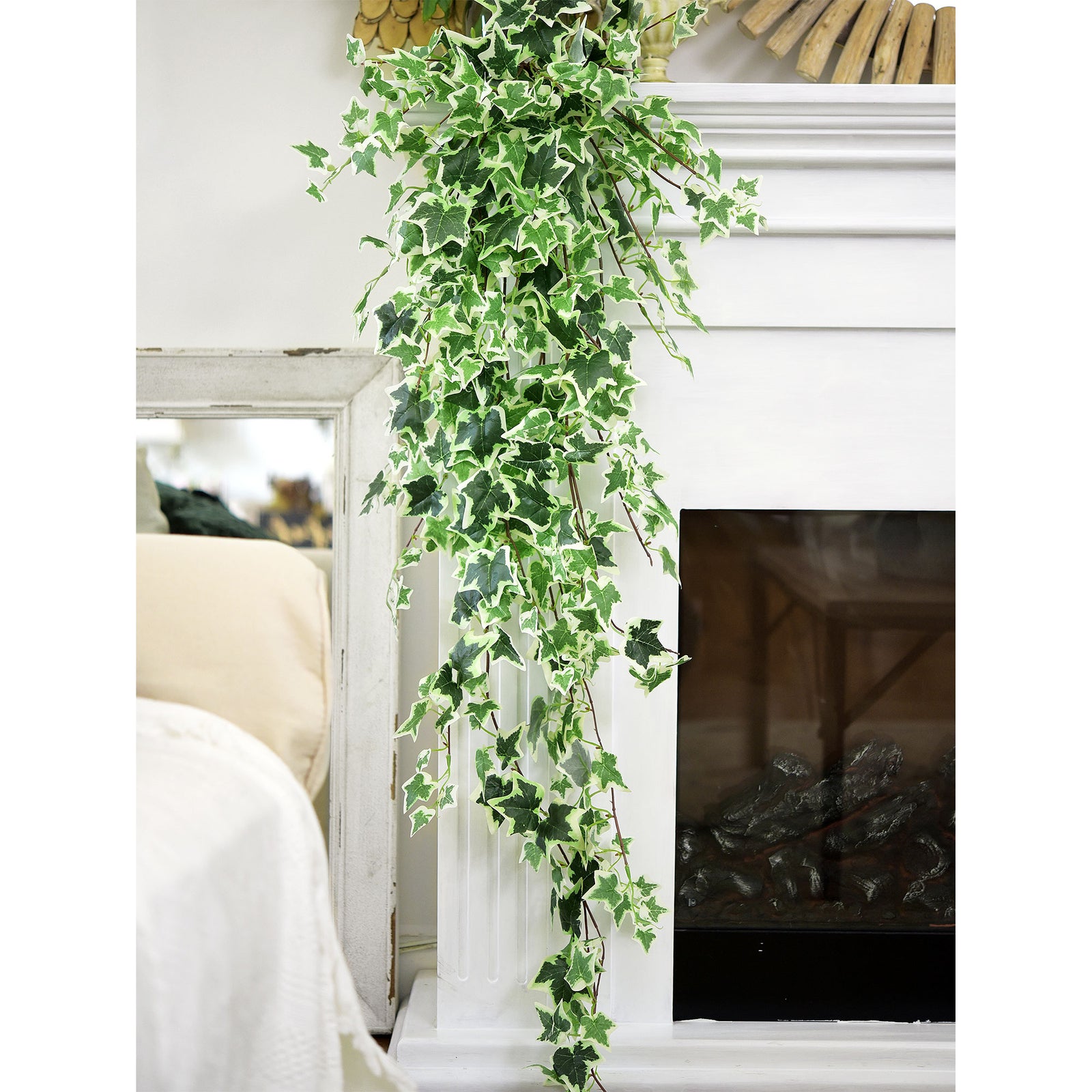 FiveSeasonStuff 4.3 ft (130cm) Cascading Variegated Ivy Artificial Garland