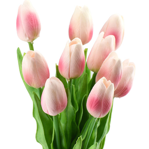 Blush Pink Real Touch Tulips Artificial Flowers Bouquet 10 Stems