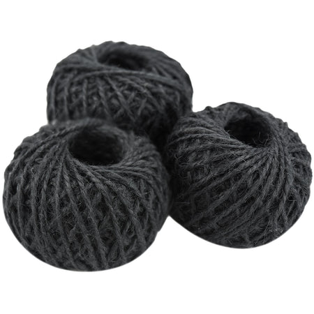 3-Pack of Natural Jute Twine Hemp Rope (98 Yards) Black