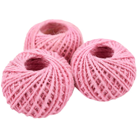3-Pack of Natural Jute Twine Hemp Rope (98 Yards) Pink