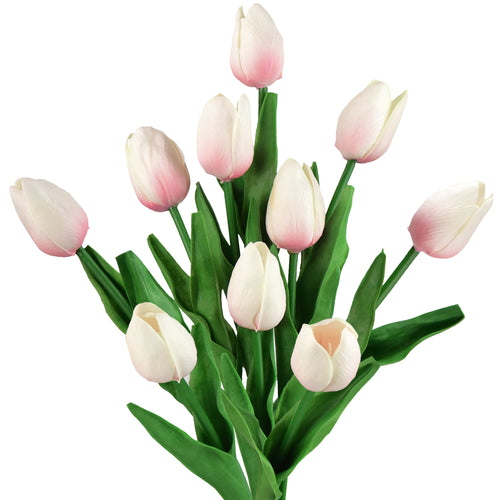 Light Pink Real Touch Tulips Artificial Flowers Bouquet 10 Stems