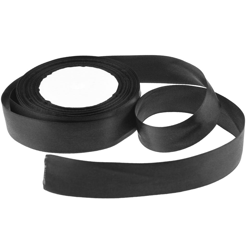 20mm Black Single Sided Satin Ribbon