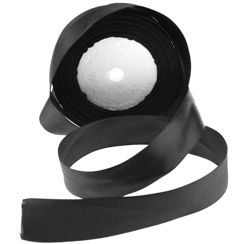 25mm Black Single Sided Satin Ribbon