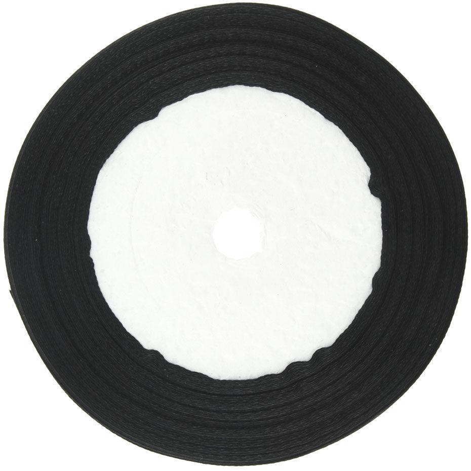 10mm Black Single Sided Satin Ribbon