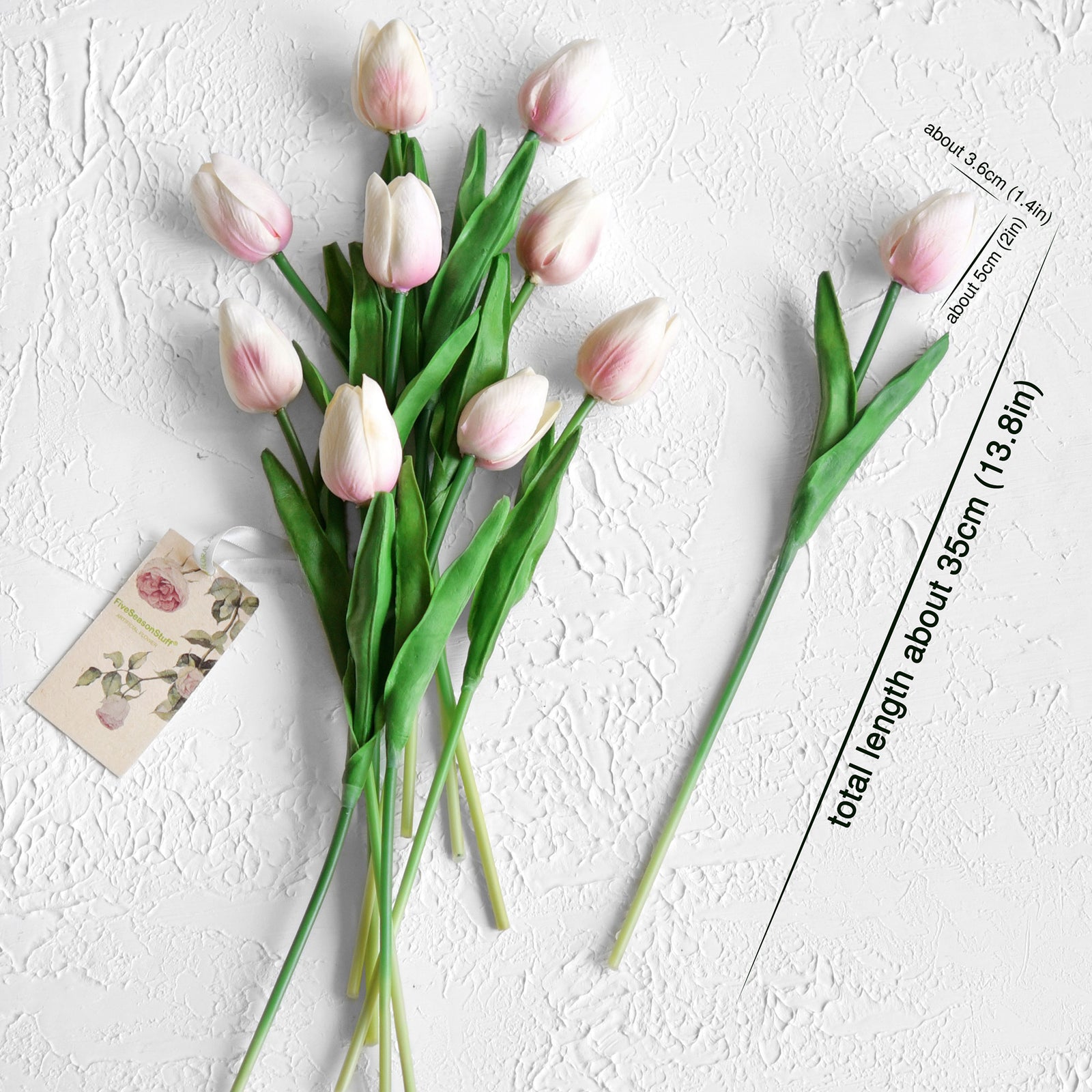 Light Pink Real Touch Tulips Artificial Flowers Bouquet 10 Stems