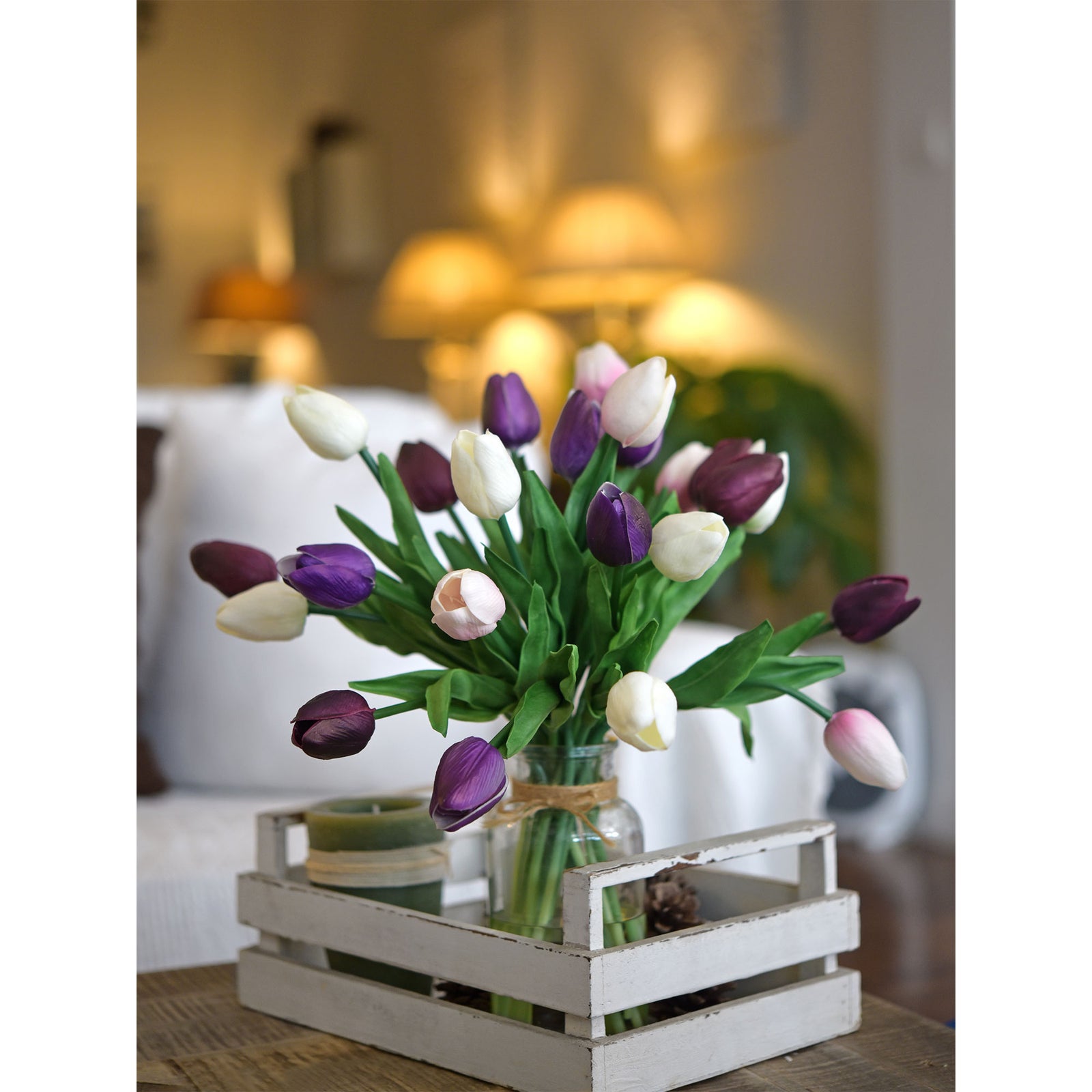 Light Pink Real Touch Tulips Artificial Flowers Bouquet 10 Stems