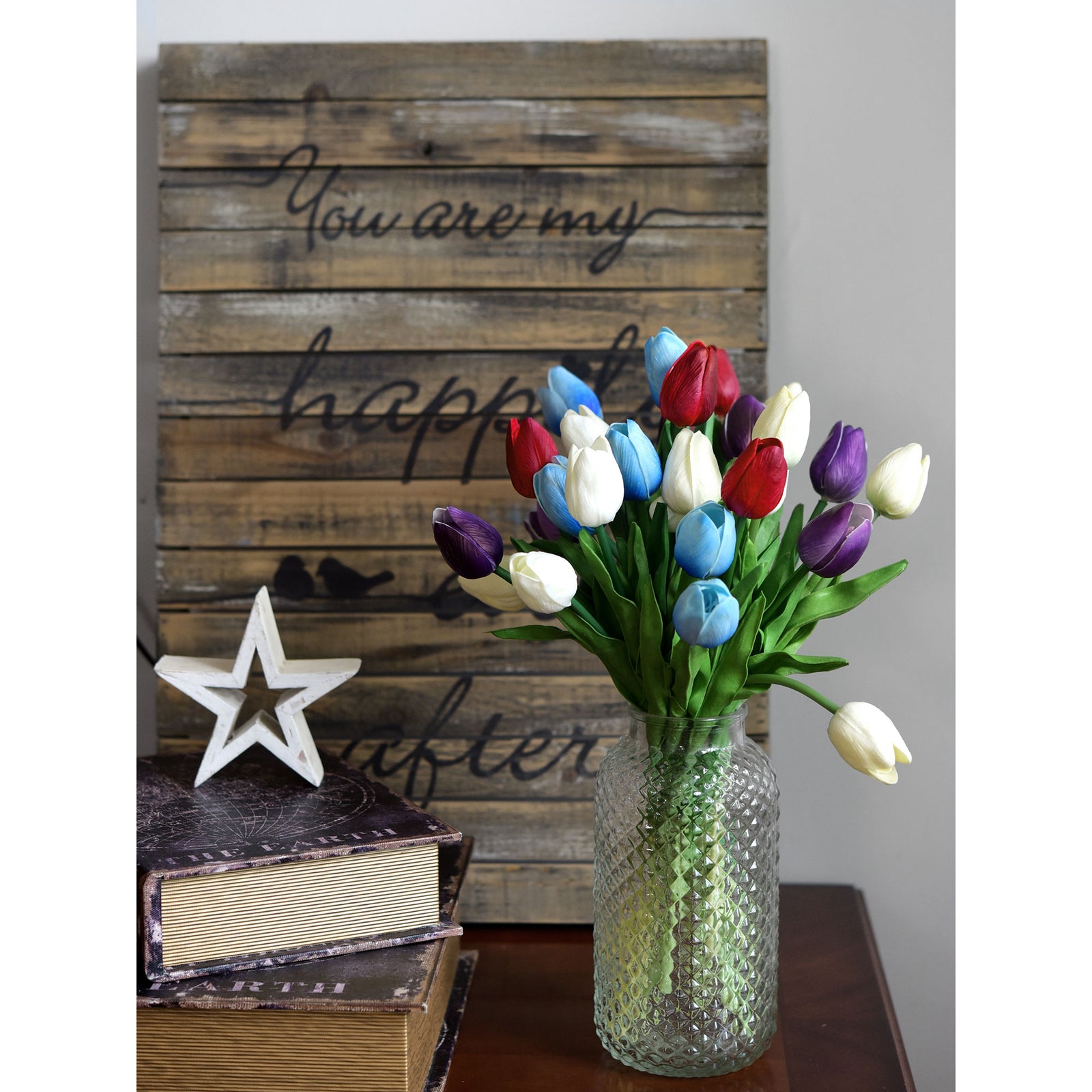 Dark Red Real Touch Tulips Artificial Flowers Bouquet 10 Stems