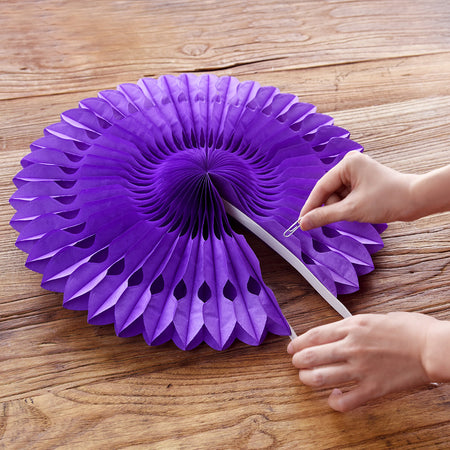 Purple Paper Fan Decoration Paper Rosette 5 Pieces