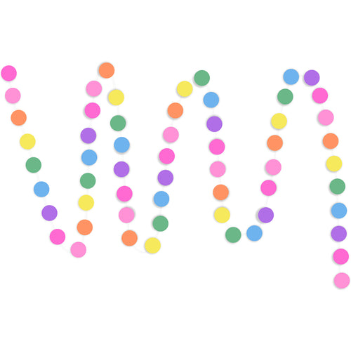 A string of Colorful Circle Paper Garland show with a white background. 