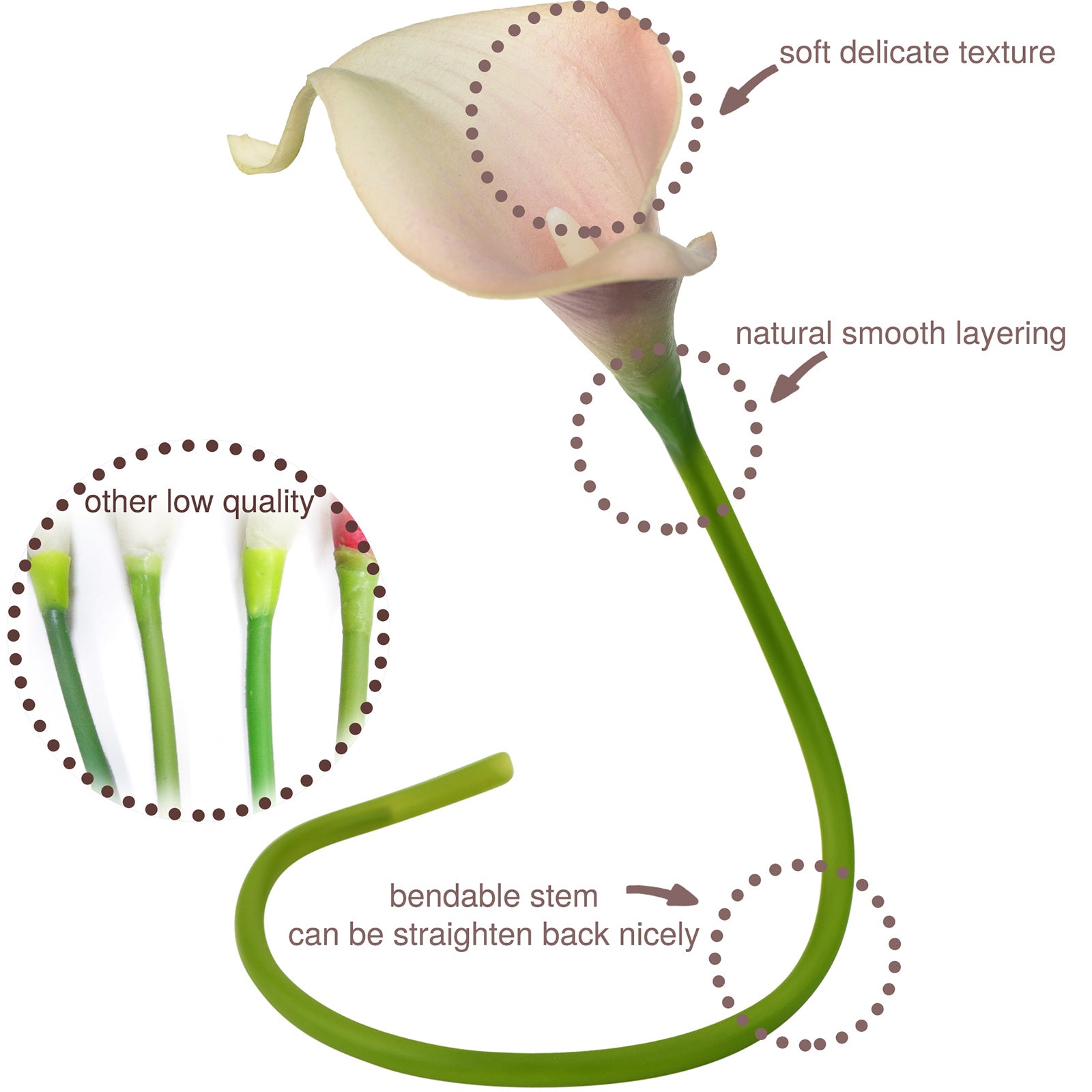 Dark Pink Real Touch Calla Lilies Artificial Flower Bouquet 10 Stems