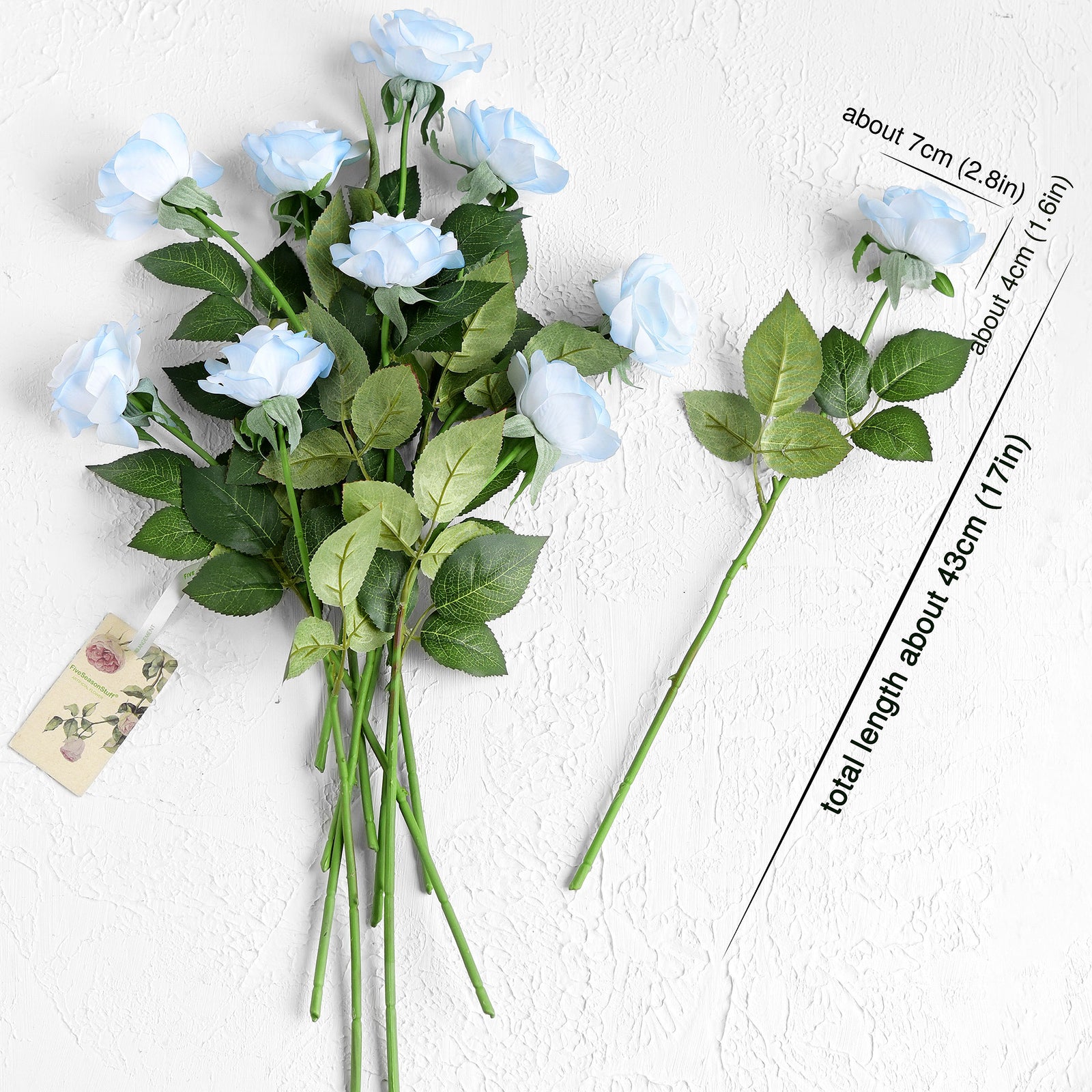 Real Touch Antarctic Icy Blue Roses Silk Artificial Flowers ‘Petals Feel and Look like Fresh Roses' Wedding, Bridal, Home Décor