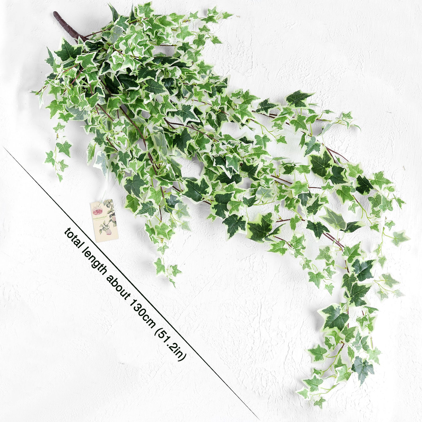 FiveSeasonStuff 4.3 ft (130cm) Cascading Variegated Ivy Artificial Garland