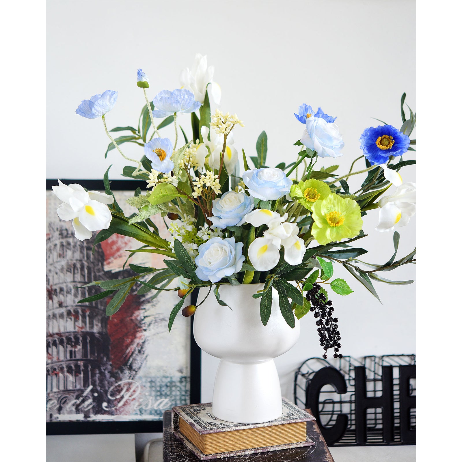 6 Long Stems Iris (White) Real Touch Artificial Flower Bouquet