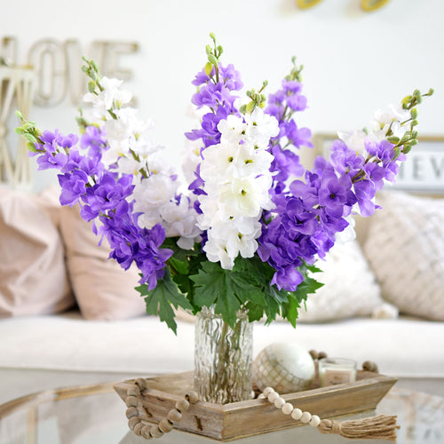 Real Touch Delphinium Violet Purple Flowers Artificial Flowers, Wildflower Arrangements 6 Stems
