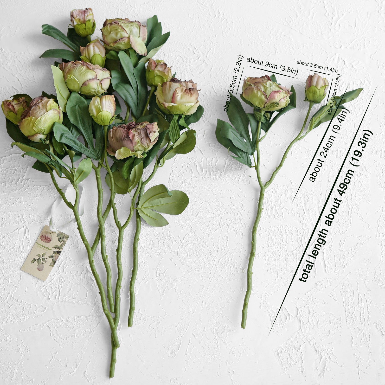 Walnut Brown Nostalgic Sentimental Rustic Vintage Antique Silk Peony Artificial Flower Bouquet 6 Stems
