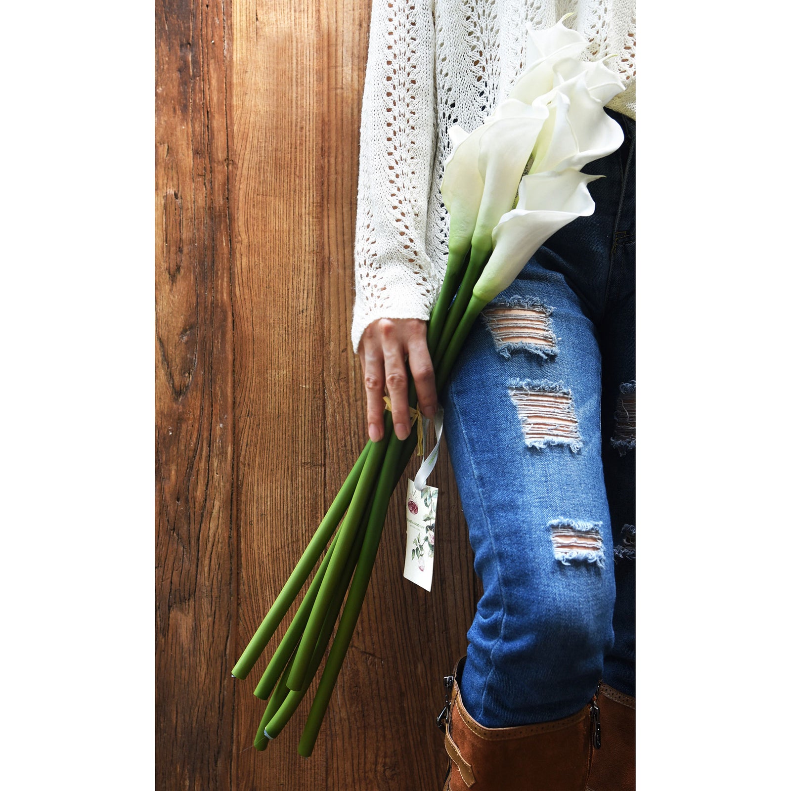 real touch white calla lilies White Real Touch Large Size Calla Lilies Artificial Flower Bouquet 6 S – FiveSeasonStuff