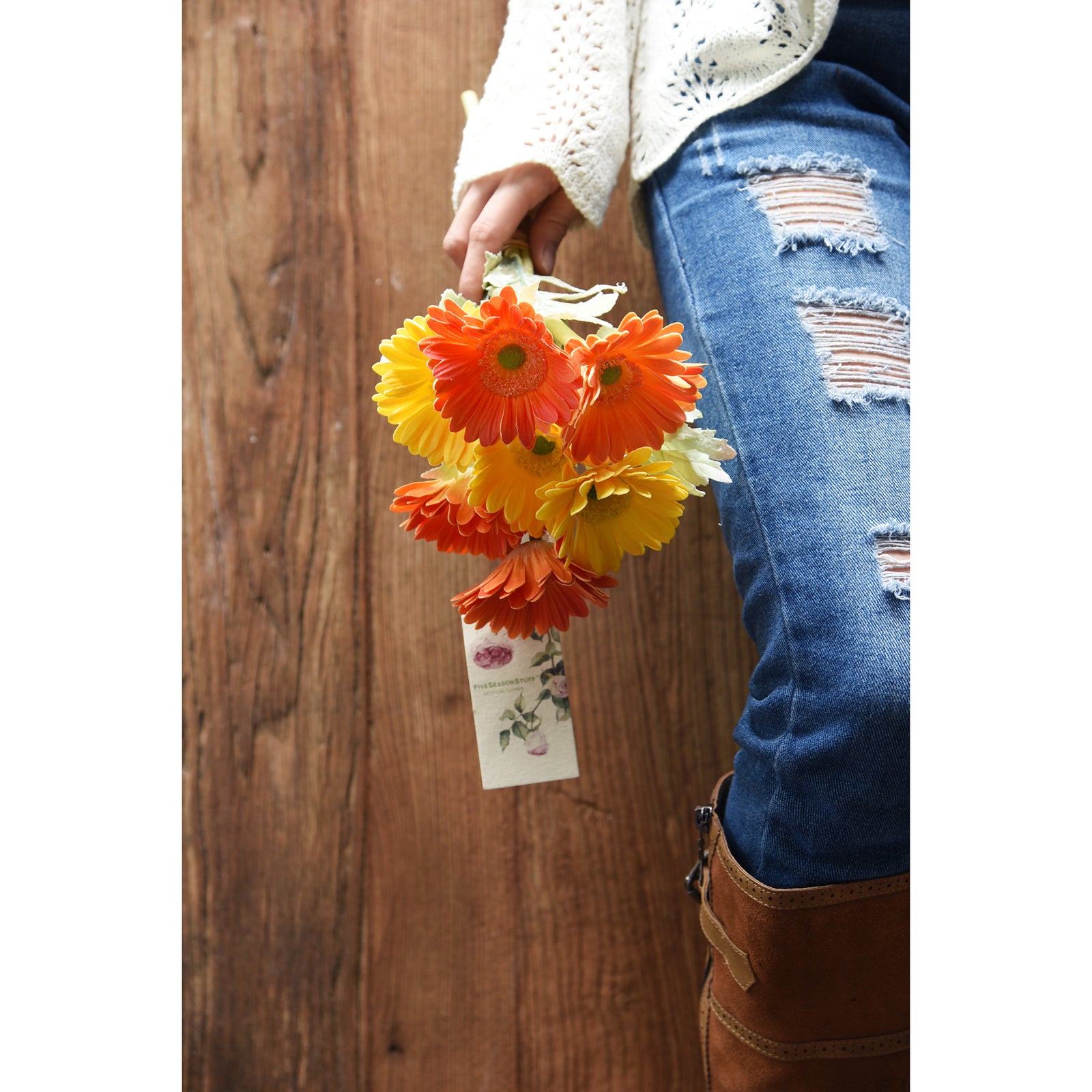 Real Touch Gerbera Flower Stems, Set of 7, 12.2 Inch – 8 Colors