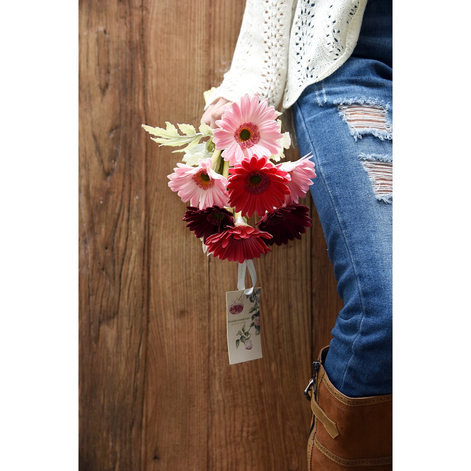 Real Touch Gerbera Flower Stems, Set of 7, 12.2 Inch – 8 Colors