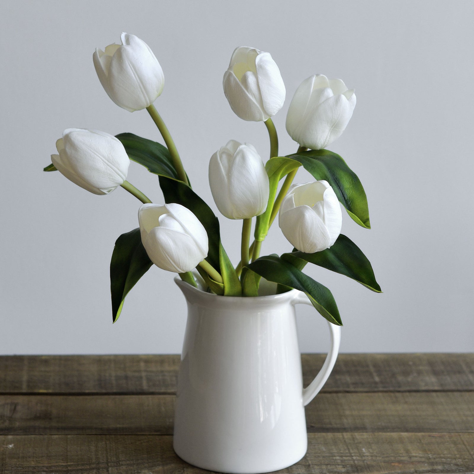 7 Stems of (White) Real Touch Tulip Artificial Flowers Bouquet