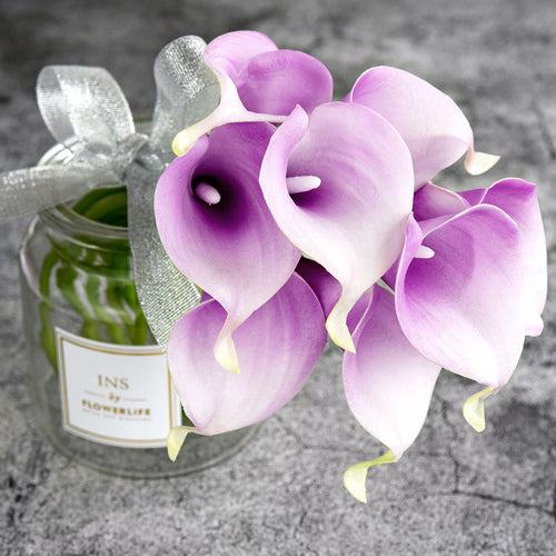 Red Violet Real Touch Calla Lilies Artificial Flower Bouquet 10 Stems