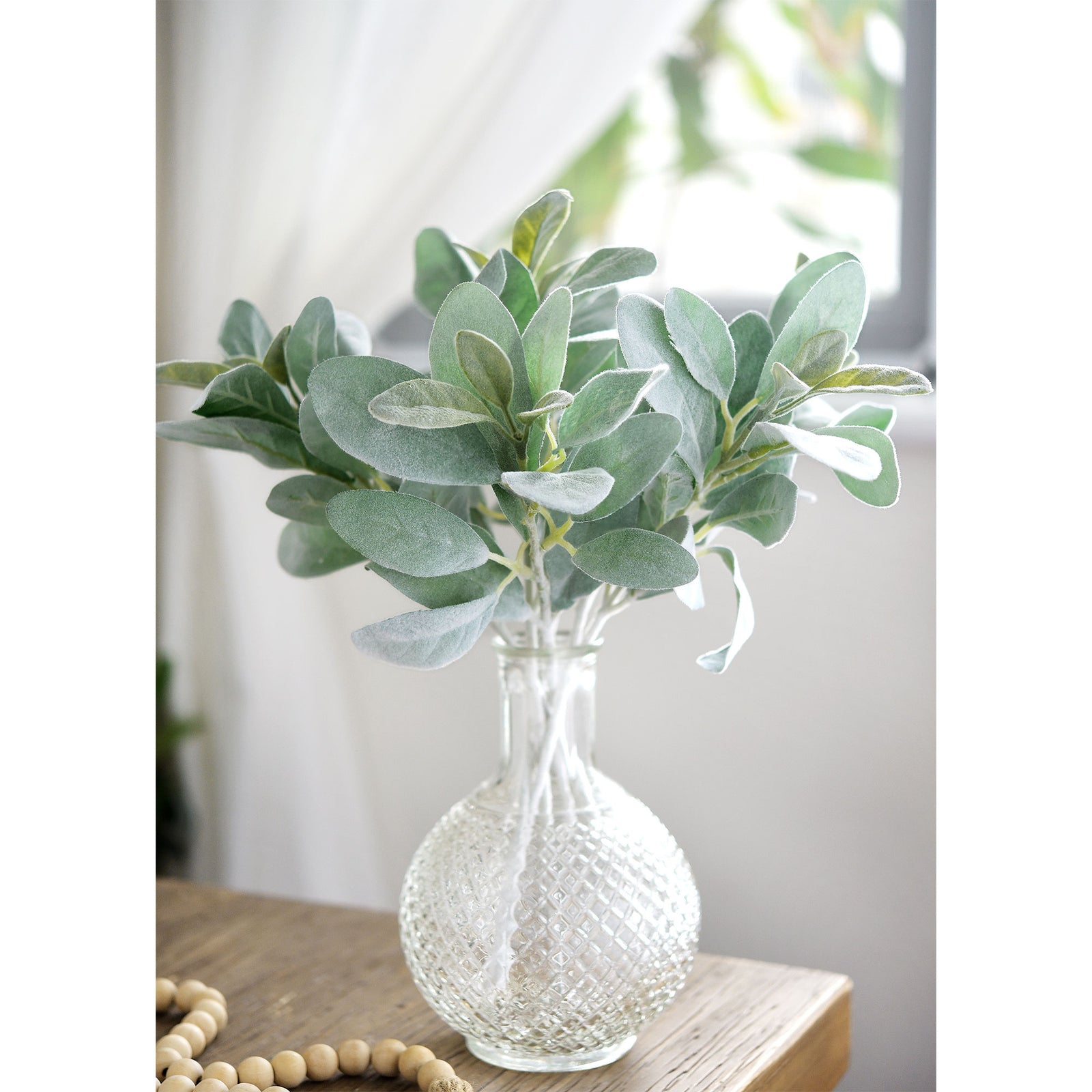 faux lambs ear potted plant FiveSeasonStuff Sage Green Lamb's Ear Artificial Greenery Bush Plants