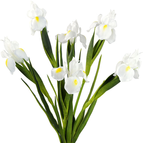 6 Long Stems Iris (White) Real Touch Artificial Flower Bouquet
