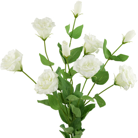 FiveSeasonStuff Real Touch White Lisianthus Floral White Artificial Flowers Tall Long Stems 58cm 3 Stems