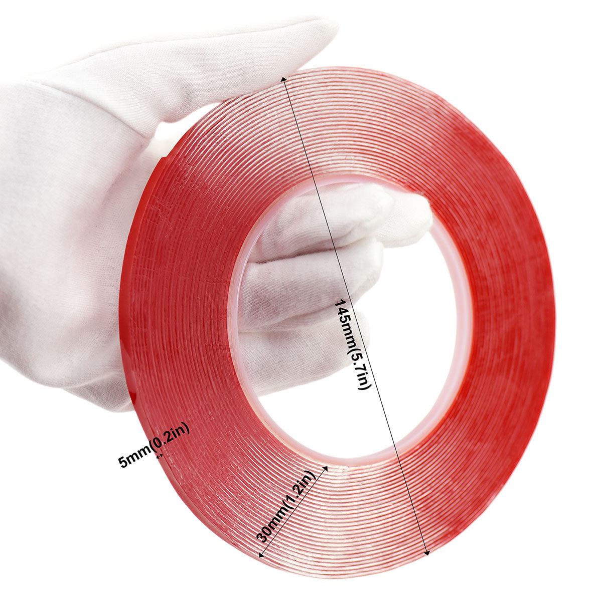 5mm x 1mm x 10 meters Multi-Purpose High Strength Transparent Acrylic Gel Adhesive Double Sided Tape Roll No Residue