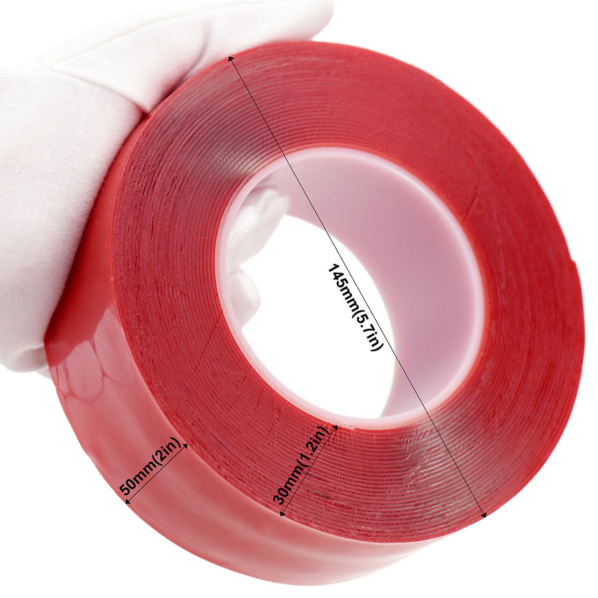50mm x 1mm x 10 meters Multi-Purpose High Strength Transparent Acrylic Gel Adhesive Double Sided Tape Roll No Residue