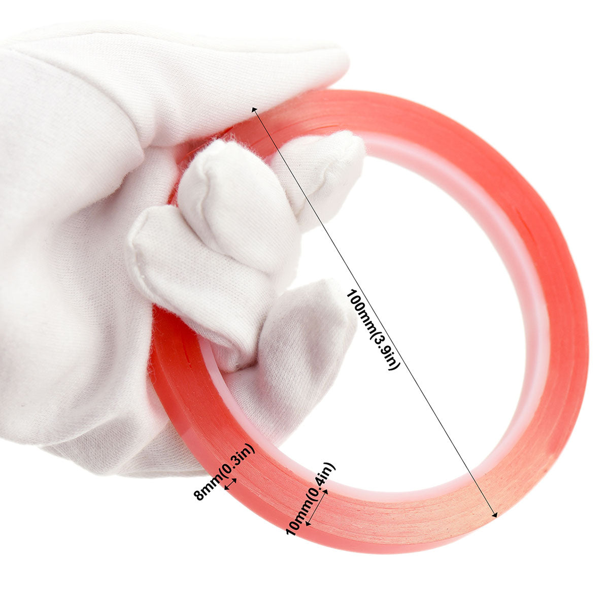 8mm x 0.2mm x 10 meters Multi-Purpose High Strength Transparent Acrylic Gel Adhesive Double Sided Tape Roll No Residue