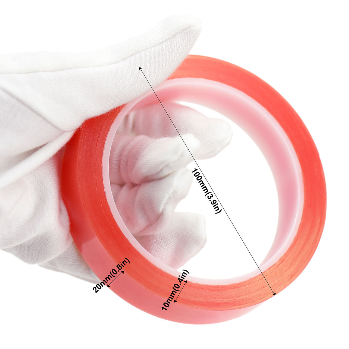 20mm x 0.2mm x 10 meters Multi-Purpose High Strength Transparent Acrylic Gel Adhesive Double Sided Tape Roll No Residue