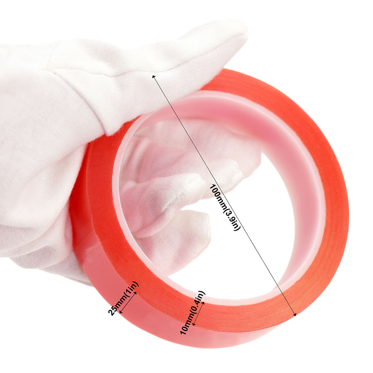 25mm x 0.2mm x 10 meters Multi-Purpose High Strength Transparent Acrylic Gel Adhesive Double Sided Tape Roll No Residue