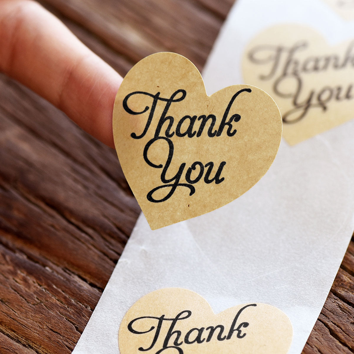 Heart Shape Kraft Paper Thank you Stickers 1000 Pieces