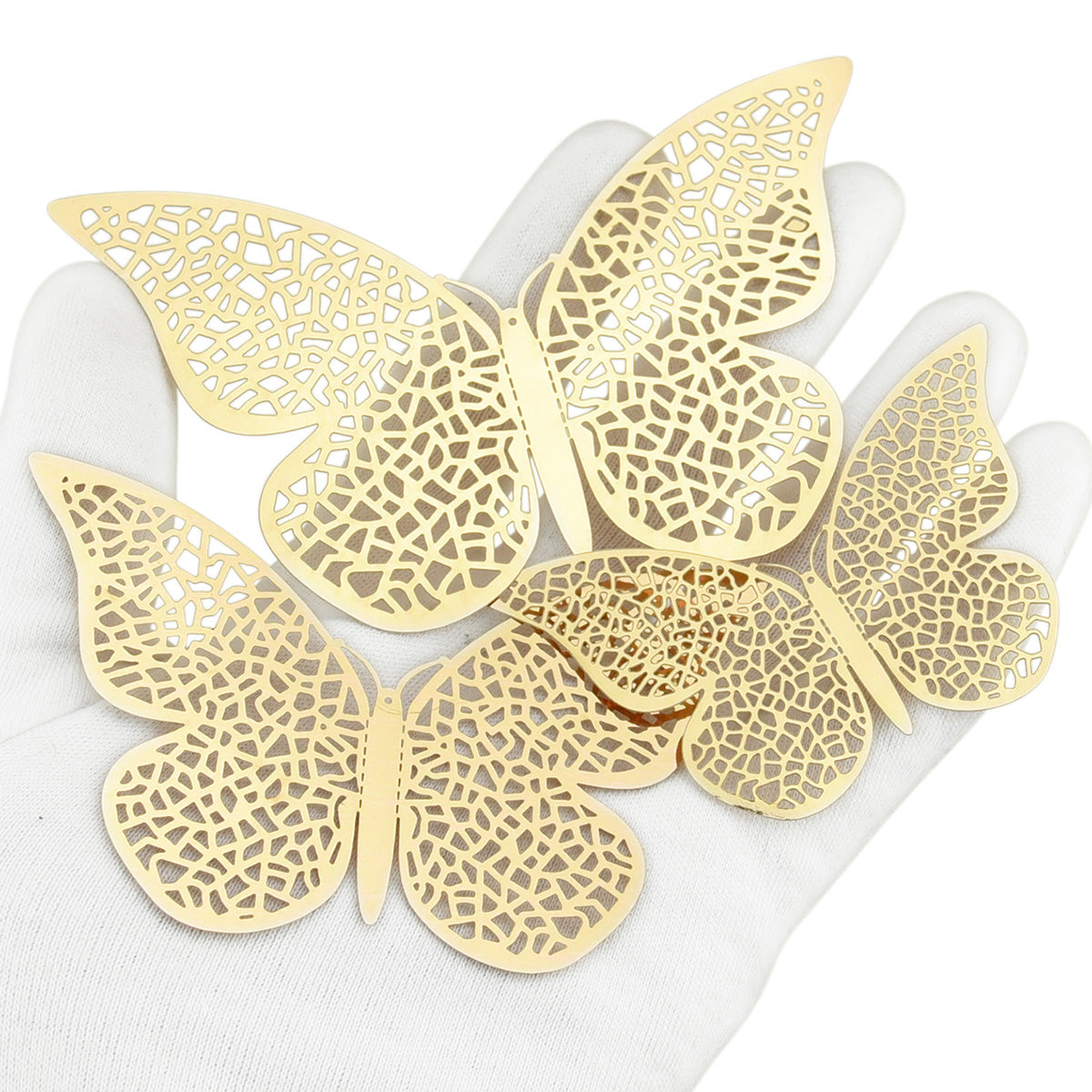 Gold Butterflies Wall Decorations Set - Nets Hollow Design