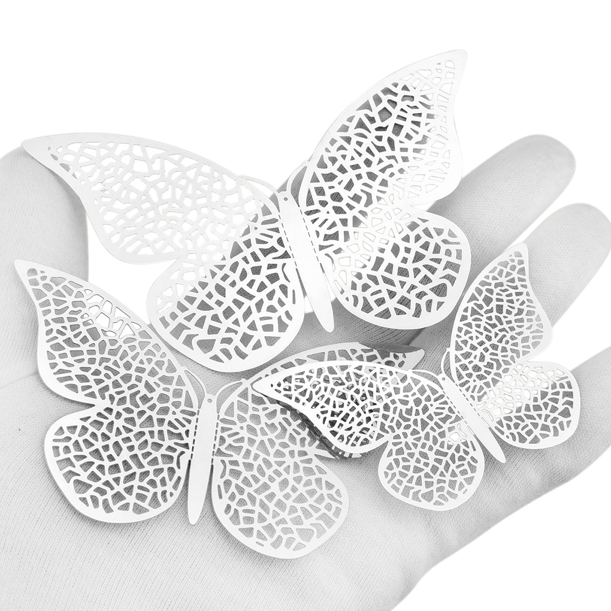 Silver Butterflies Wall Decorations Set - Nets Hollow Design