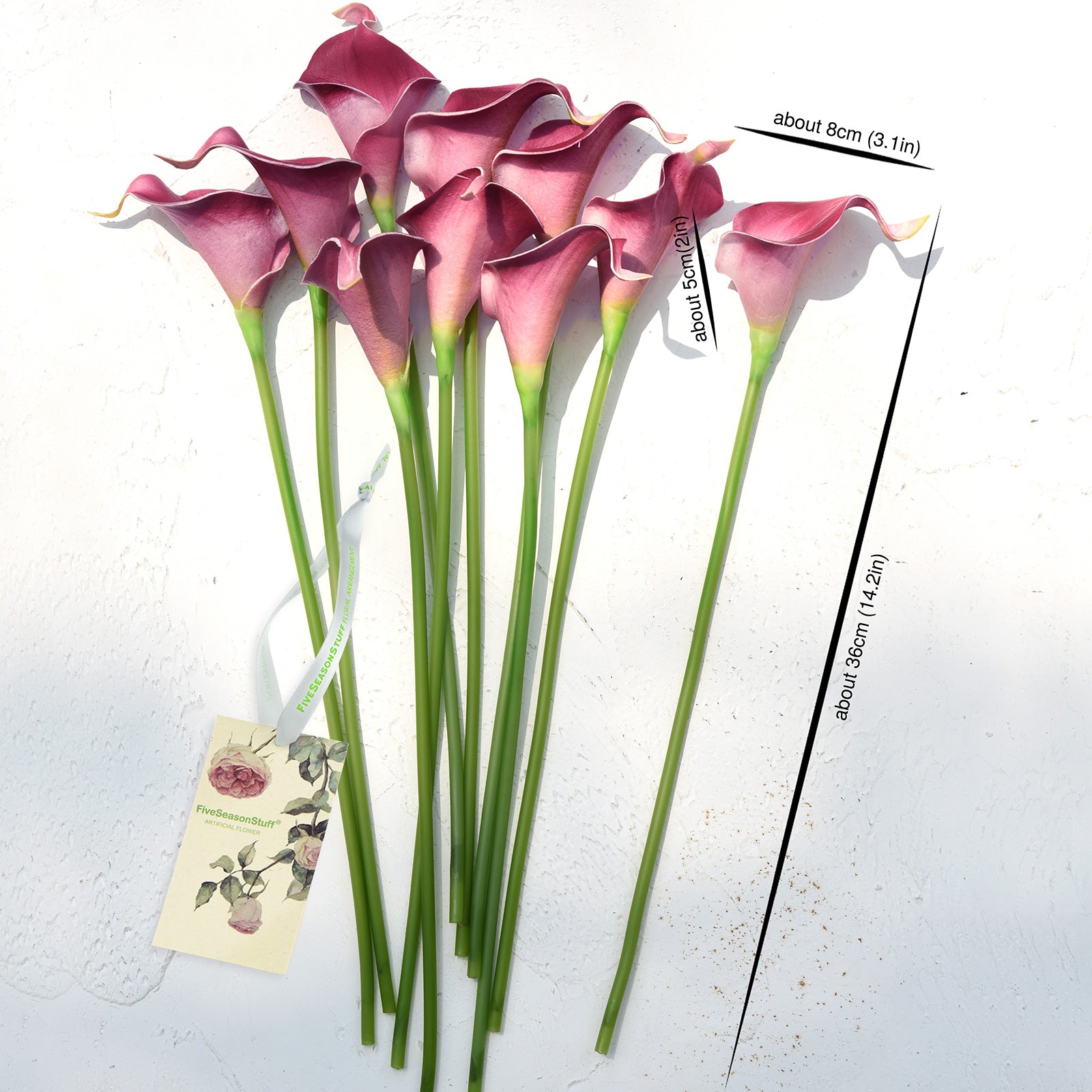 Dark Magenta Real Touch Calla Lilies Artificial Flower Bouquet 10 Stems